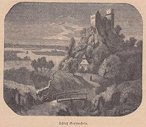 Imagen del vendedor de Schloss Greifenstein. Schne Ansicht mit einer hlzernen Brcke im Vordergrund. a la venta por Antiquariat Hild