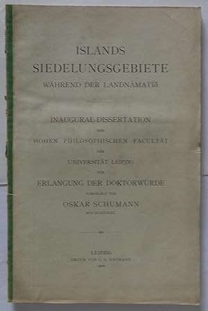 Imagen del vendedor de Islands Siedlungsgebiete whrend der Landnamatid. Dissertation. a la venta por Wissenschaftliches Antiquariat Kln Dr. Sebastian Peters UG