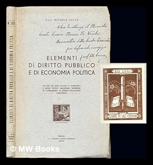 Imagen del vendedor de Elementi di diritto pubblico e di economia politica : ad uso dei licei classici e scientifici e degli istituti magistrali superiori a la venta por MW Books Ltd.