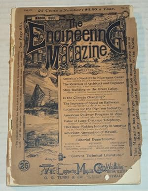 Bild des Verkufers fr THE ENGINEERING MAGAZINE; Devoted to Industrial Progress. Vol. IV. No. 6. March, 1893. zum Verkauf von Blue Mountain Books & Manuscripts, Ltd.