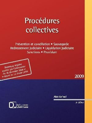 procédures collectives ; prévention et conciliation, sauvegarde, redressement judiciaire, liquida...