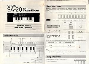 Operation Manual: Casio SA-20 100 Sound Tone Bank