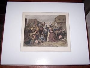 Massacre at Fort Mimms Hand Colored Steel Engraving