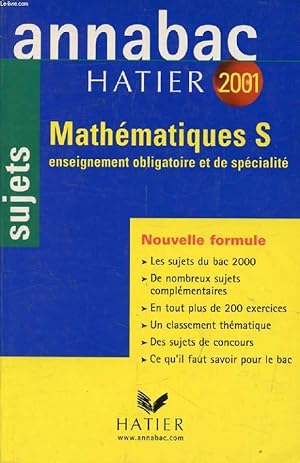 Image du vendeur pour ANNABAC 2001, MATHEMATIQUES, S, SUJETS mis en vente par Le-Livre
