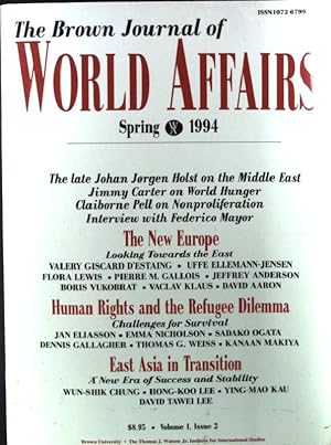 Imagen del vendedor de The Brown Journal of World Affairs, In Honor of the late Johan Jorgen Holst, Former Foreign Minister of Norway, Volume 1, Issue 2 a la venta por books4less (Versandantiquariat Petra Gros GmbH & Co. KG)