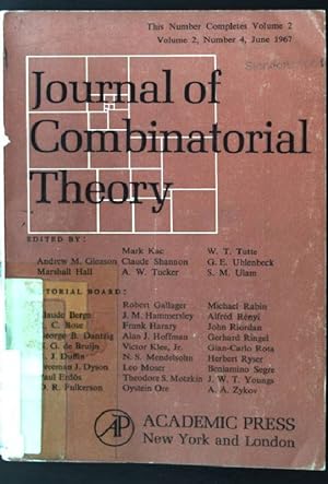 Imagen del vendedor de Journal of Combinatorial Theory, Volume 2, Number 4 a la venta por books4less (Versandantiquariat Petra Gros GmbH & Co. KG)