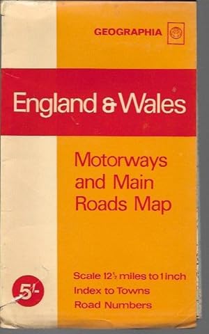 Seller image for England & Wales: Motorways and Main Roads Map, Scale 12 1/2 Inches to 1 Inch (c. 1970) for sale by Bookfeathers, LLC