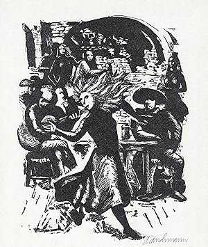 Seller image for Linolschnitt von Went Strauchmann zu Thornton Wilder "Die Brcke von San Luis Rey" for sale by Antiquariat Steffen Vlkel GmbH