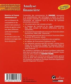 Image du vendeur pour Analyse financire mis en vente par Chapitre.com : livres et presse ancienne