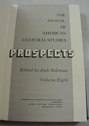 Seller image for Prospects. The Annual of American Cultural Studies. Vol. 8. for sale by Antiquariat Bookfarm