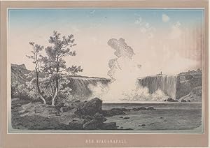 Orig. kolorierter Holzstich - Der Niagrafall.