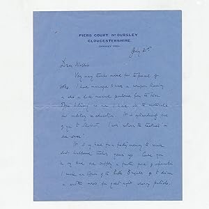 Seller image for AUTOGRAPH LETTER, SIGNED for sale by Jonkers Rare Books