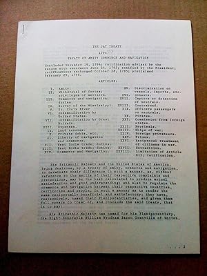 The jay treaty (4 documents en photocopies)