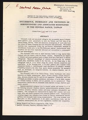 Imagen del vendedor de Occurrence, petrology and tectonics of serpentinites and associated rodingites in the Central Range, Taiwan. Memoir of the Geological Society of China, No. 4, pp. 343-389, October 1981. a la venta por Antiquariat Bookfarm