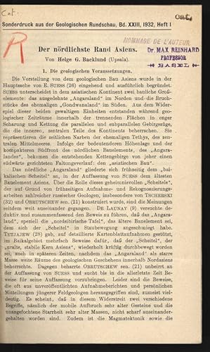 Seller image for Der nrdlichste Rand Asiens. Sonderdruck aus der Geologischen Rundschau, Bd. XXIII, 1932, Heft I. for sale by Antiquariat Bookfarm