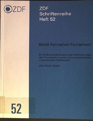 Bild des Verkufers fr Bleibt Fernsehen Fernsehen? ZDF Schriftenreihe, Heft 52 zum Verkauf von books4less (Versandantiquariat Petra Gros GmbH & Co. KG)