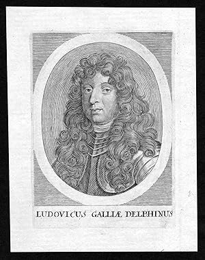 Bild des Verkufers fr Ludovicus Galliae Delphinus" - Louis de Bourbon, dauphin de Viennois (1661-1711) Dauphin gravure Portrait zum Verkauf von Antiquariat Steffen Vlkel GmbH