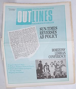 Bild des Verkufers fr OUTlines: the voice of the gay and lesbian community; [originally Chicago Outlines] vol. 2, #11, April. 1989: "Sun-Times Reverses Ad Policy" [cover story] zum Verkauf von Bolerium Books Inc.