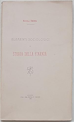 Elementi sociologici di storia della finanza.