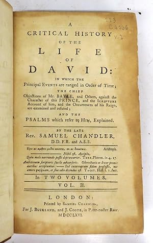 Bild des Verkufers fr A Critical History of the Life of David. Vol. II only zum Verkauf von Attic Books (ABAC, ILAB)
