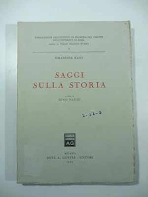 Seller image for Saggi sulla storia for sale by Coenobium Libreria antiquaria
