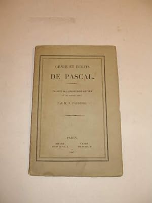 GENIE ET ECRITS DE PASCAL TRADUIT DE L' EDINBURGH-REVIEW DE JANVIER 1847