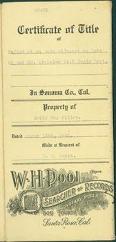 Certificate Of Title, Property of Emily May Miller, Dated March 14th, 1922, Made at Request of W....