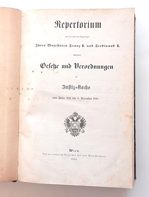 Repertorium über die unter den Regierungen Ihrer Majestäten Franz I. und Ferdinand I. erflossenen...