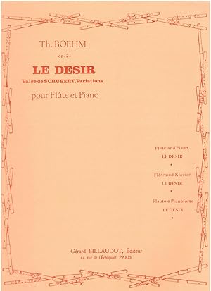 Bild des Verkufers fr Le desir (Valse de Schubert, Variations) pour Fl?te et Piano zum Verkauf von Antiquariat Hans Wger