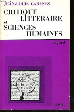 Bild des Verkufers fr CRITIQUE LITTERAIRE ET SCIENCES HUMAINES zum Verkauf von Le-Livre