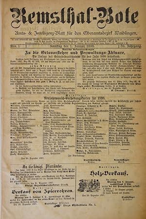 Remsthal-Bote. Amts- und Intelligenz-Blatt für den Oberamtsbezirk Waiblingen. 59. Jahrgang 1898 i...