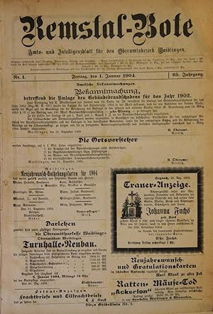 Remsthal-Bote. Amts- und Intelligenz-Blatt für den Oberamtsbezirk Waiblingen. 65. Jahrgang 1904 i...