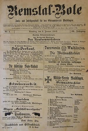 Remsthal-Bote. Amts- und Intelligenz-Blatt für den Oberamtsbezirk Waiblingen. 66. Jahrgang 1905 i...