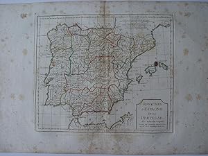  Royaumes d  Espagne et de Portugal  par Robert de Vaugondy-Delamarché 1800