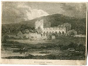 «Buildwas Abbey» Shropshire. Grabado por J. Greig