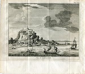 Vue de Gibraltar. Grabado por Pieter Van der Aa, 1707.