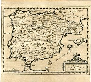 Carte de l'Espagne&de Portugal por Pieter Vander Aa 1707