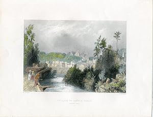 E.E.U.U. Village of little falls, grabado por S. Bradshaw, 1840.