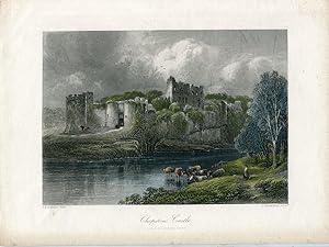 Gales. Chepstow Castle grabado por R. Hinshelwood, 1870