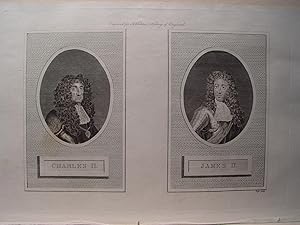 «Charles II and James II» Grabado por Pass.