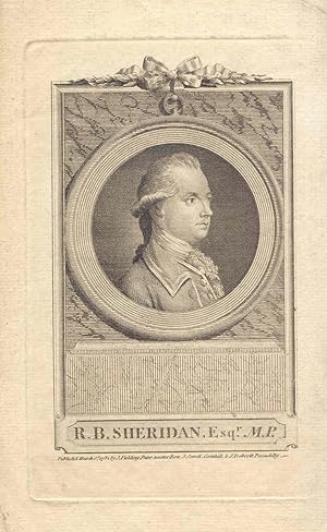 «R.B. Sheridan, Esqr. M.P.» Publish d March en 1782 by J. Fielding Pater noster Row, J.Sewell, Co...