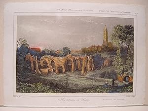 Francia. Monumentos romanos. «Amphíthéátre de Saintes» Grabado por Agustín Francois Lemaitre (Par...