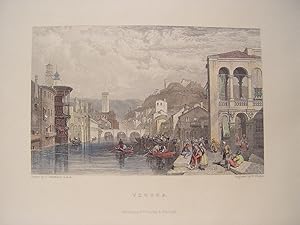 Italia. «Verona» Dibujó C. Stanfield. Grabó Edward Francis Finden (1791-1857)