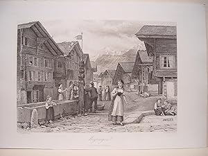 Suiza. «Meyringen» Pintó George Goodwin Kilburne (1839-1924). Grabó Charles W. Sharpe (inglés sig...