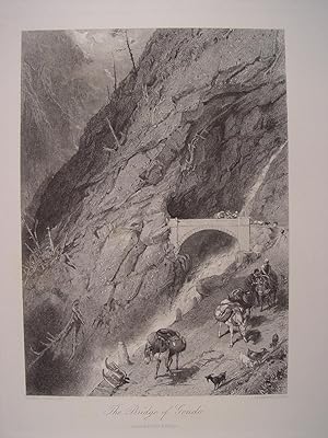Suiza. «The Bridge of Gondo» Pintó Birket Foster (1825-1899). Grabó James Stephenson (1828-1886).