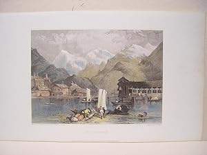 Suiza. «Interlachen» Dibujó G. Clarkson Stanfield (1828-76). segun obra de W.Page (hacia 1816-60)...