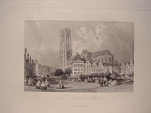 Bélgica. «The Cathedral of Malines». Pintó Thomas Allom (1804-1872).Grabó John Henry Le Keux (181...