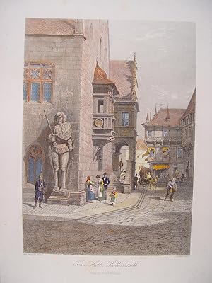 Alemania. «Town Hall, Halberstadt» Pintó C. Werner. Grabó Ferdinand Jean Joubert (París,1810-Ment...