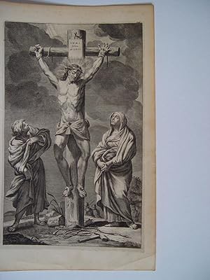 «Crucifixión» Grabado religioso antiguo.