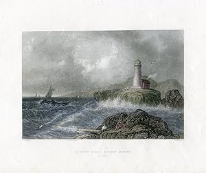 Estados Unidos. Nueva Inglaterra. «Desert Rock Lighthouse» grabado por W. Radcliffe